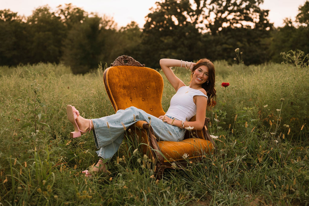 Photography Prop - Antique Gold Highback Armchair
